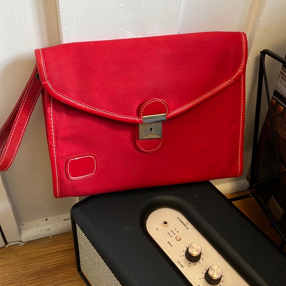 Red canvas clutch purchased in 1979, Cabrelli, Made in Canada vintage purse.
